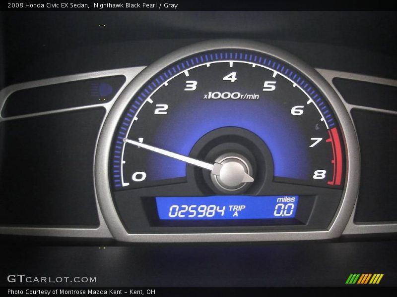 Nighthawk Black Pearl / Gray 2008 Honda Civic EX Sedan
