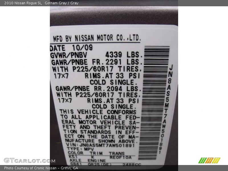Gotham Gray / Gray 2010 Nissan Rogue SL