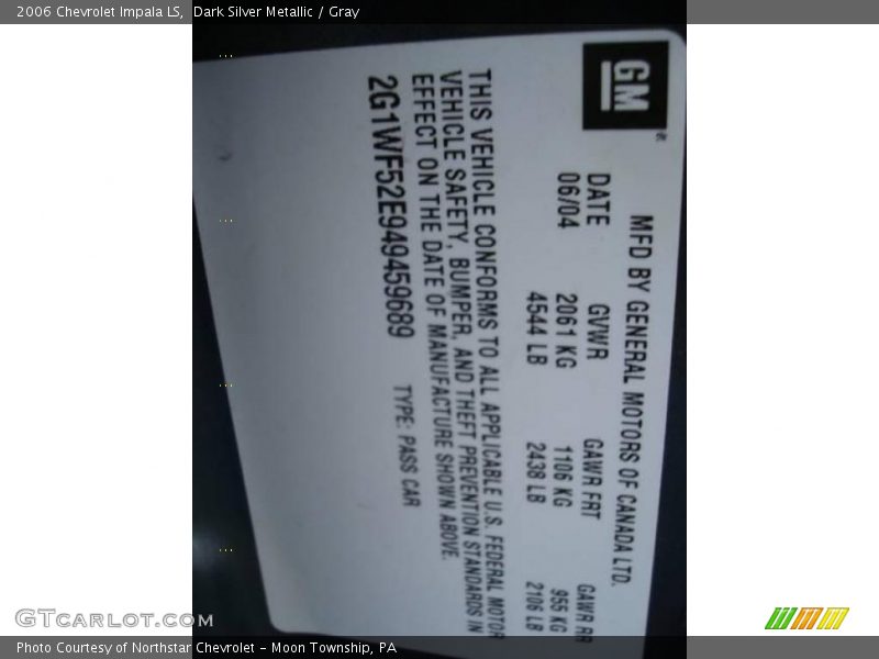 Dark Silver Metallic / Gray 2006 Chevrolet Impala LS