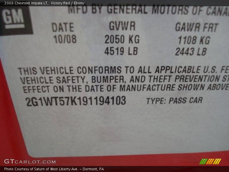 Victory Red / Ebony 2009 Chevrolet Impala LT