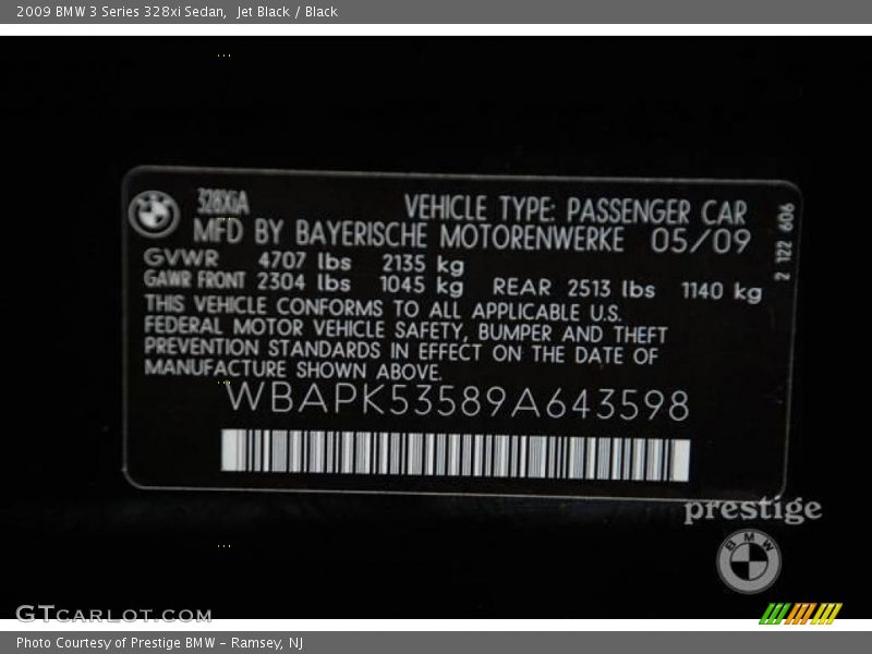 Jet Black / Black 2009 BMW 3 Series 328xi Sedan