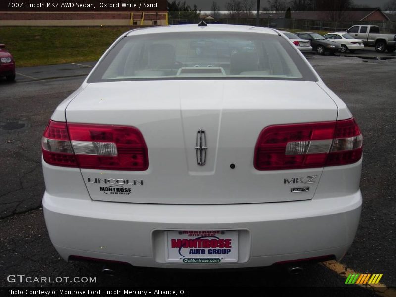 Oxford White / Sand 2007 Lincoln MKZ AWD Sedan