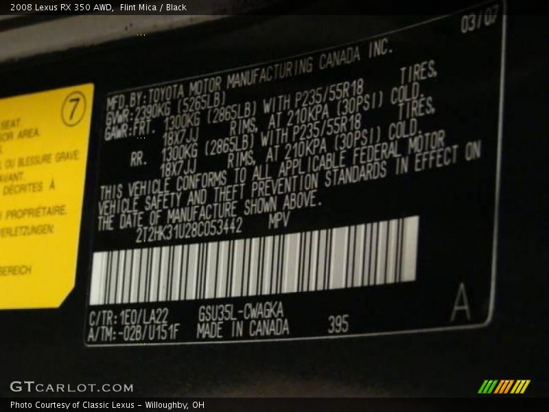Flint Mica / Black 2008 Lexus RX 350 AWD
