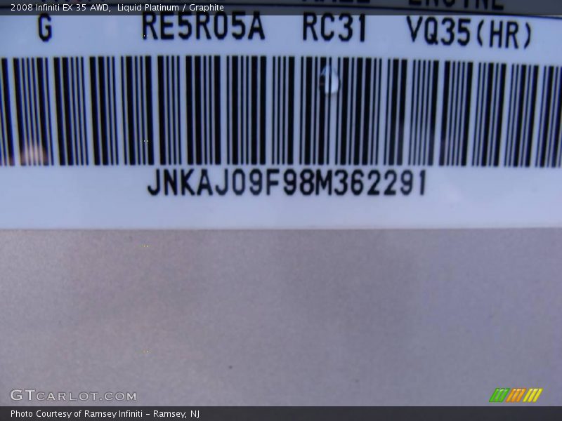 Liquid Platinum / Graphite 2008 Infiniti EX 35 AWD