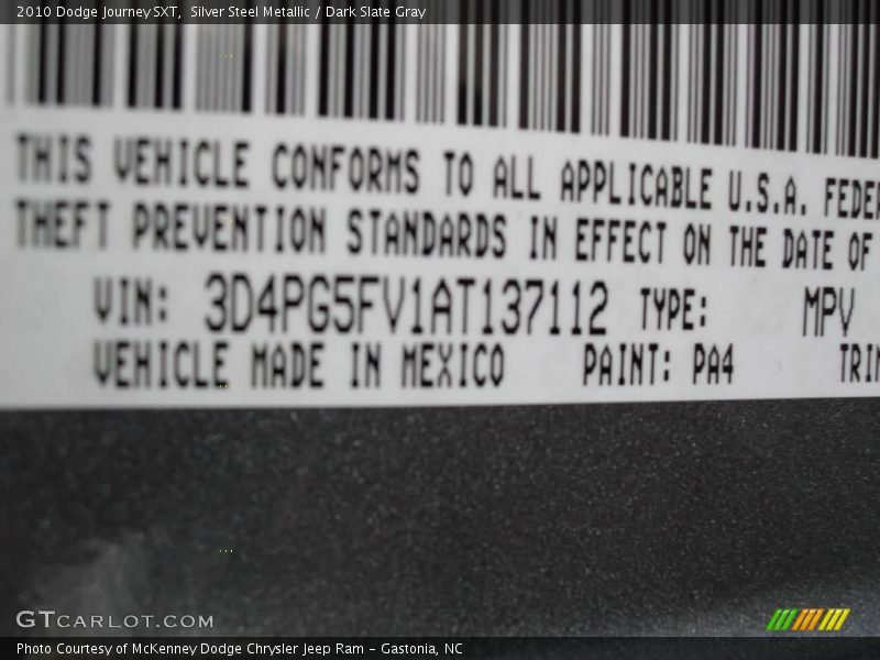 Silver Steel Metallic / Dark Slate Gray 2010 Dodge Journey SXT