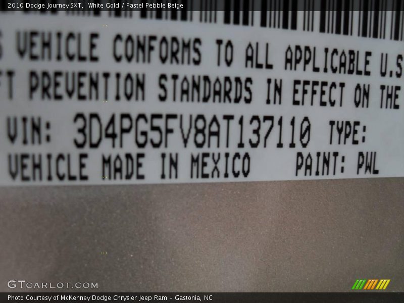 White Gold / Pastel Pebble Beige 2010 Dodge Journey SXT