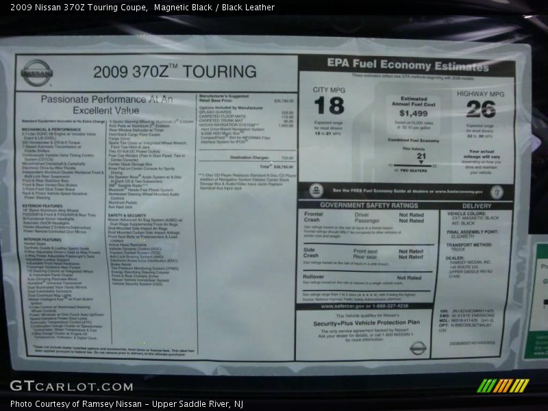 Magnetic Black / Black Leather 2009 Nissan 370Z Touring Coupe