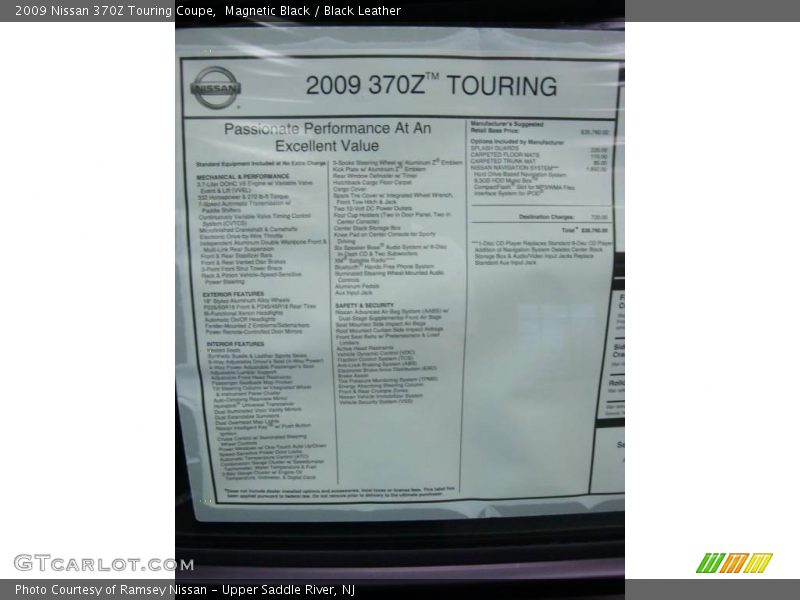 Magnetic Black / Black Leather 2009 Nissan 370Z Touring Coupe