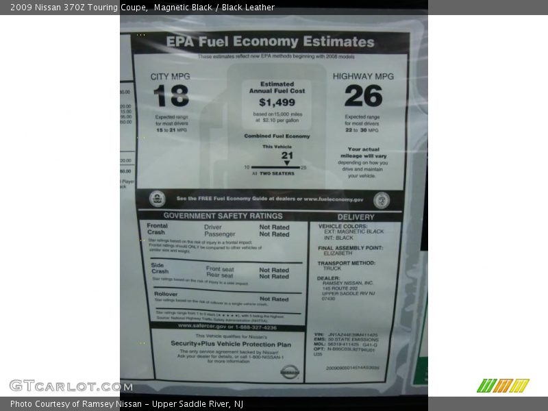Magnetic Black / Black Leather 2009 Nissan 370Z Touring Coupe