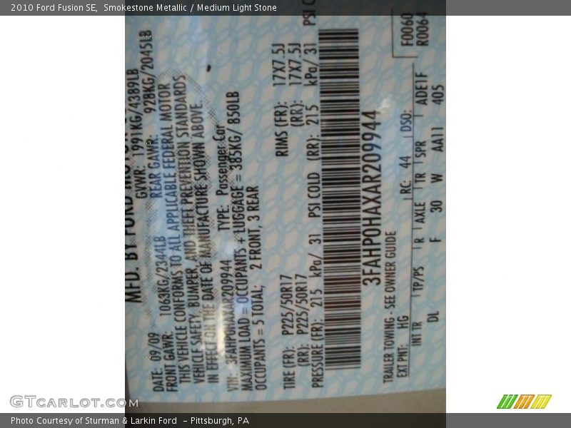 Smokestone Metallic / Medium Light Stone 2010 Ford Fusion SE