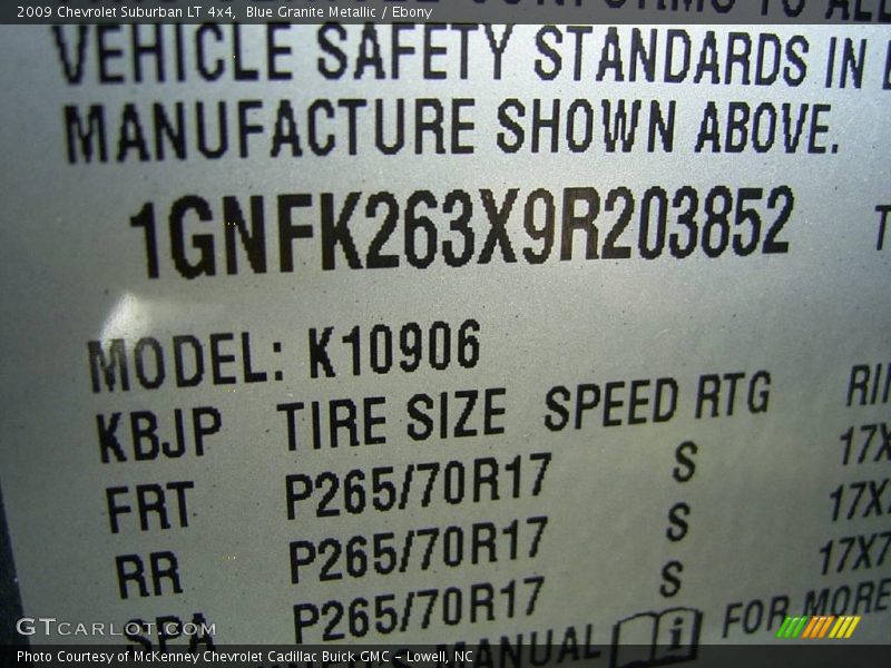 Blue Granite Metallic / Ebony 2009 Chevrolet Suburban LT 4x4