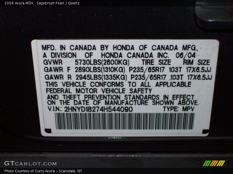 Sagebrush Pearl / Quartz 2004 Acura MDX
