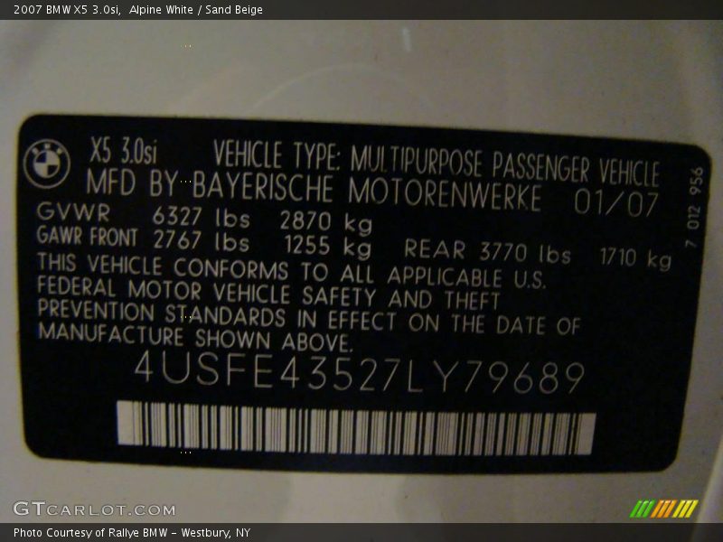 Alpine White / Sand Beige 2007 BMW X5 3.0si