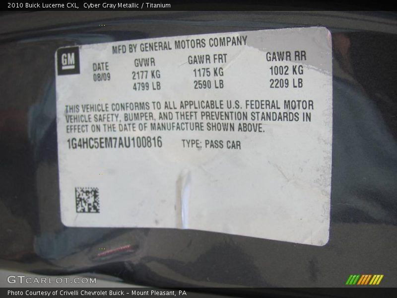 Cyber Gray Metallic / Titanium 2010 Buick Lucerne CXL