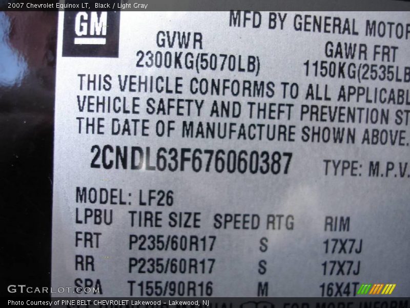 Black / Light Gray 2007 Chevrolet Equinox LT