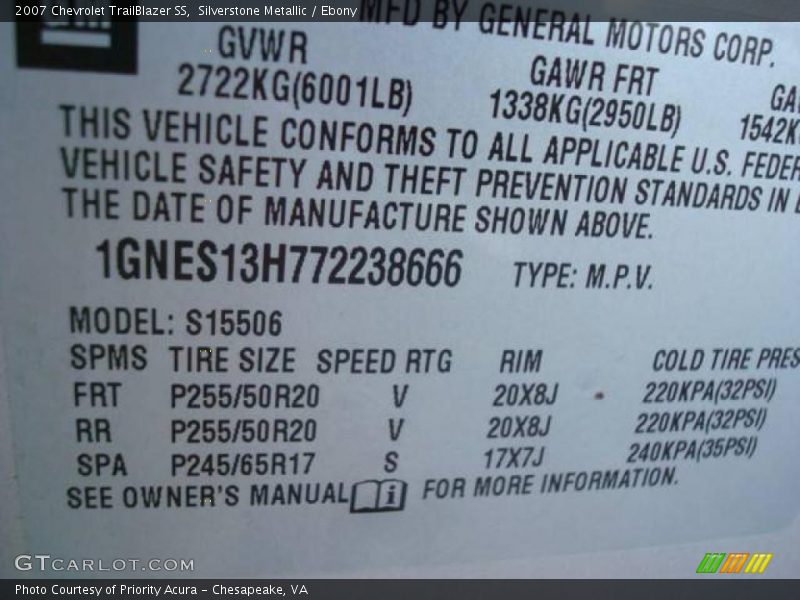 Silverstone Metallic / Ebony 2007 Chevrolet TrailBlazer SS