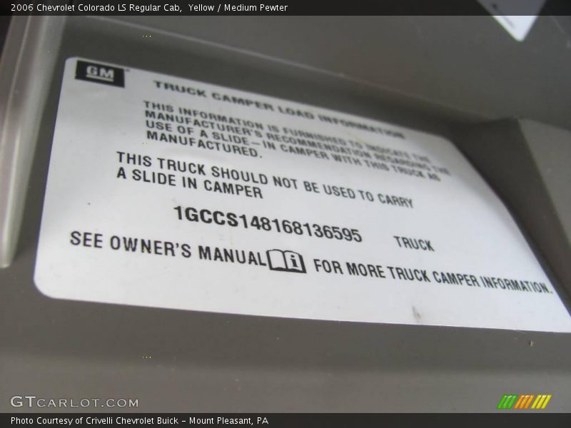 Yellow / Medium Pewter 2006 Chevrolet Colorado LS Regular Cab