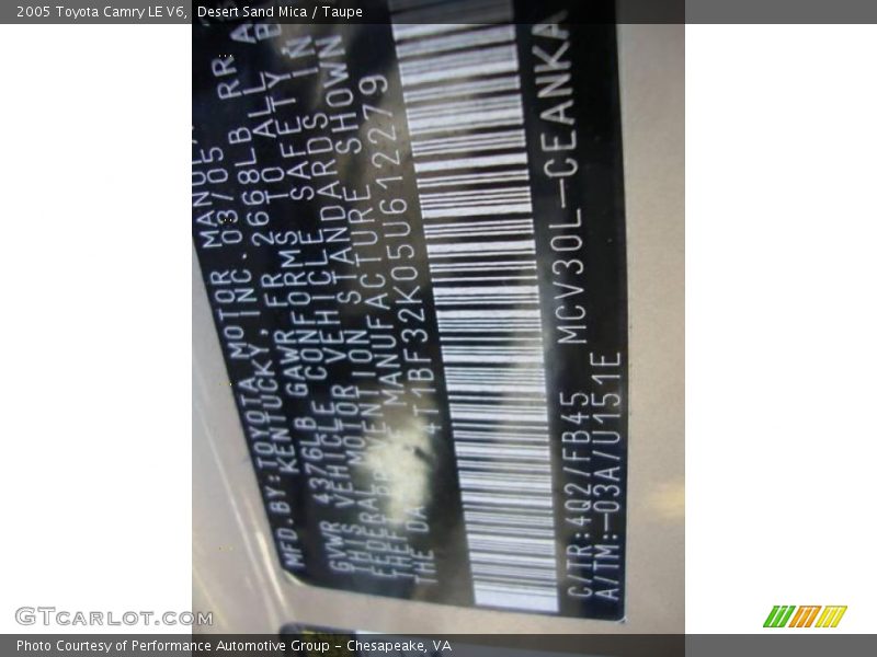 Desert Sand Mica / Taupe 2005 Toyota Camry LE V6