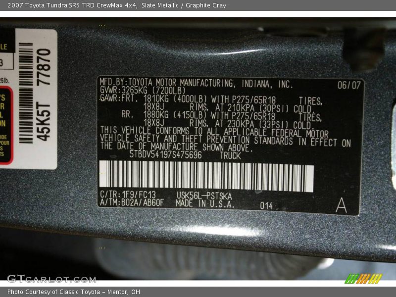 Slate Metallic / Graphite Gray 2007 Toyota Tundra SR5 TRD CrewMax 4x4