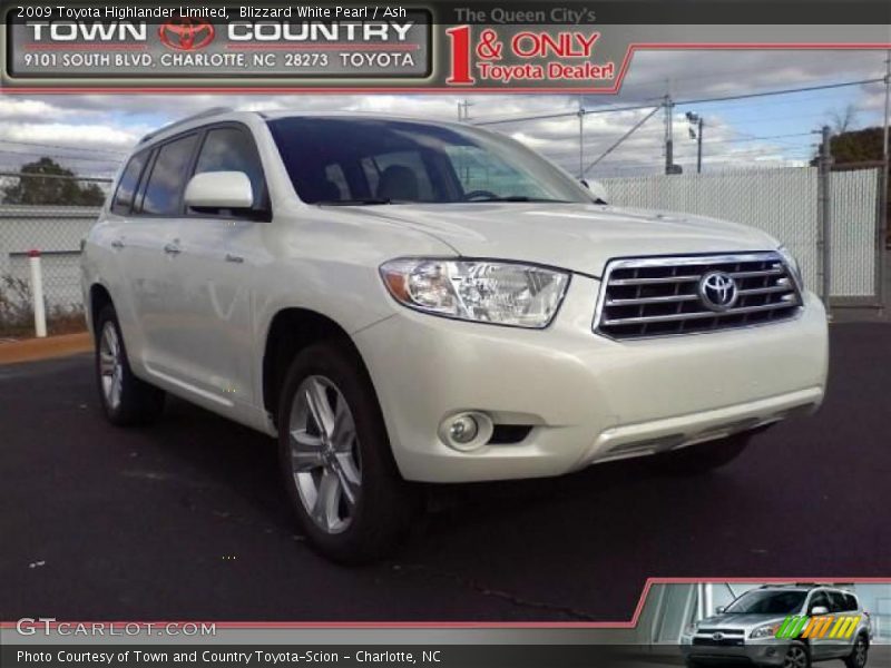 Blizzard White Pearl / Ash 2009 Toyota Highlander Limited