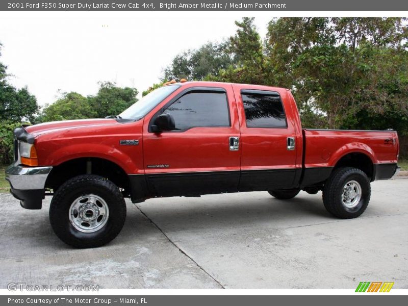 Bright Amber Metallic / Medium Parchment 2001 Ford F350 Super Duty Lariat Crew Cab 4x4