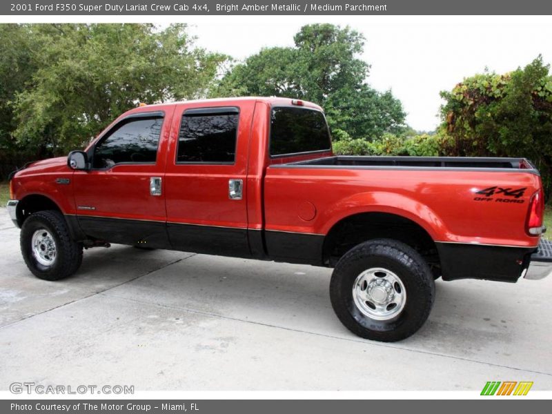 Bright Amber Metallic / Medium Parchment 2001 Ford F350 Super Duty Lariat Crew Cab 4x4
