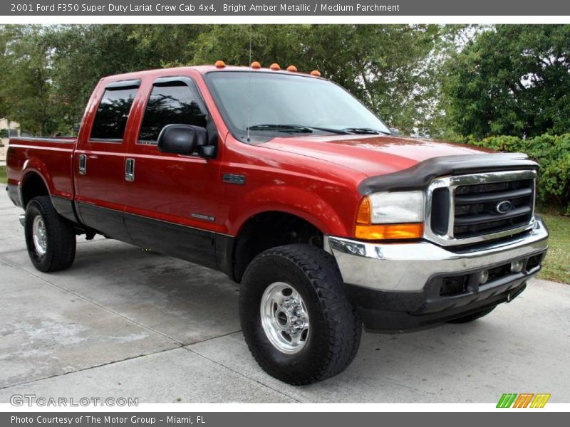 Bright Amber Metallic / Medium Parchment 2001 Ford F350 Super Duty Lariat Crew Cab 4x4