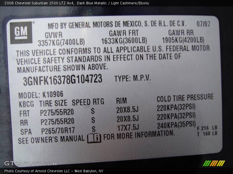 Dark Blue Metallic / Light Cashmere/Ebony 2008 Chevrolet Suburban 1500 LTZ 4x4