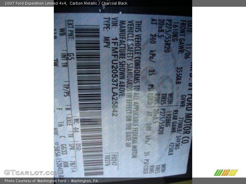 Carbon Metallic / Charcoal Black 2007 Ford Expedition Limited 4x4