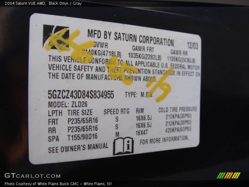 Black Onyx / Gray 2004 Saturn VUE AWD