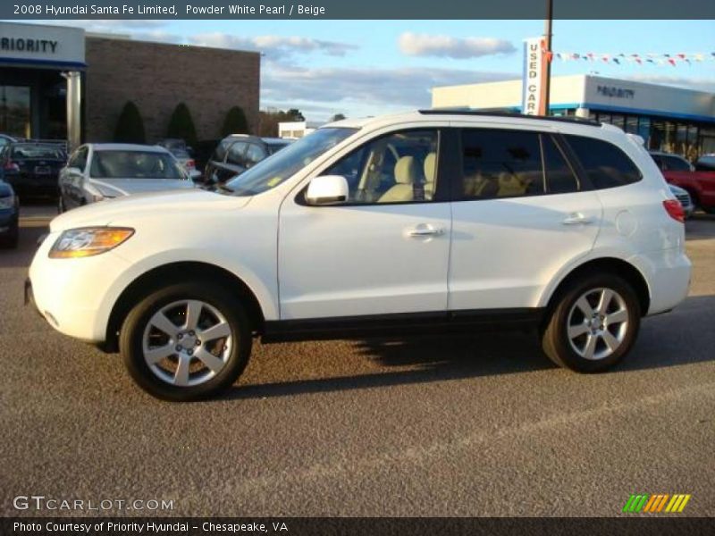 Powder White Pearl / Beige 2008 Hyundai Santa Fe Limited