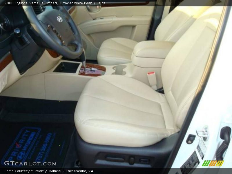 Powder White Pearl / Beige 2008 Hyundai Santa Fe Limited