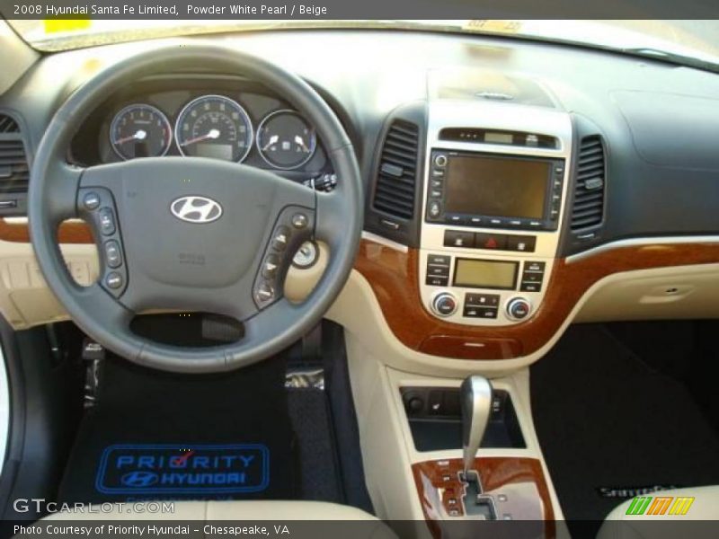 Powder White Pearl / Beige 2008 Hyundai Santa Fe Limited