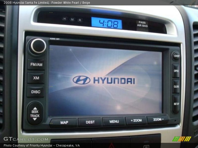Powder White Pearl / Beige 2008 Hyundai Santa Fe Limited