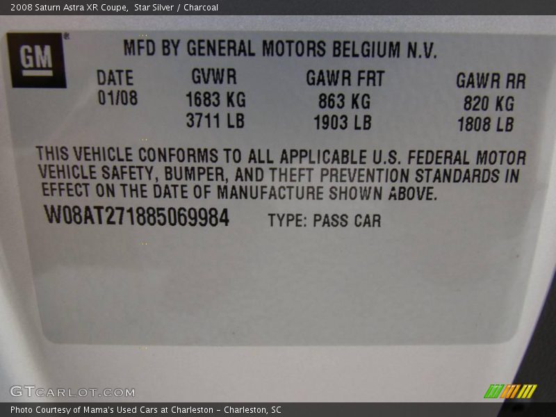 Star Silver / Charcoal 2008 Saturn Astra XR Coupe
