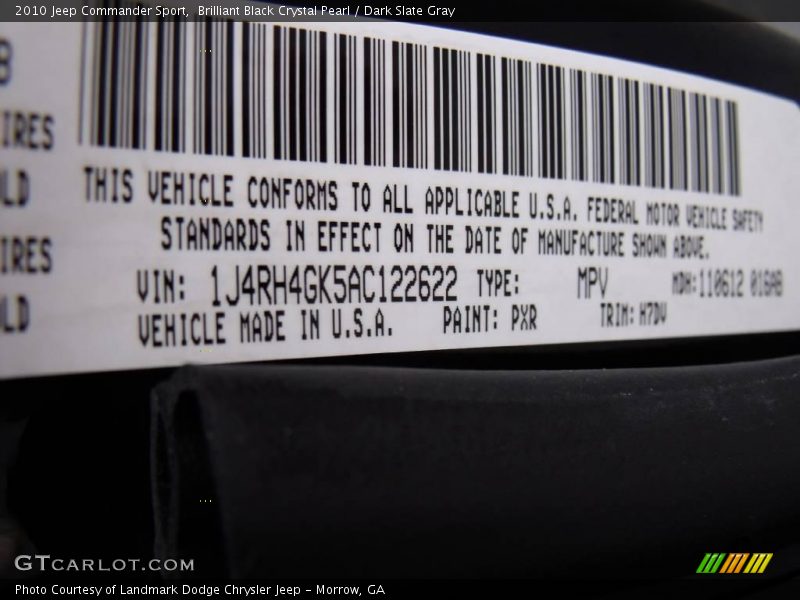 Brilliant Black Crystal Pearl / Dark Slate Gray 2010 Jeep Commander Sport