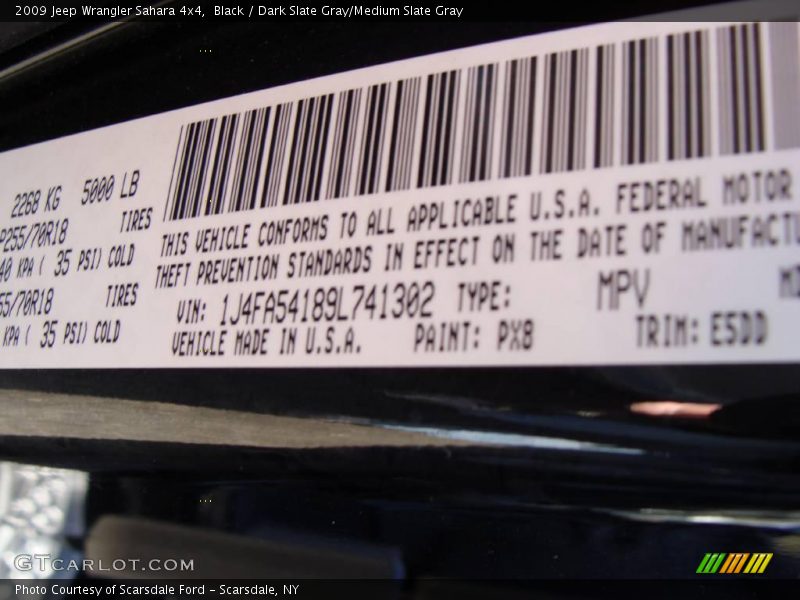 Black / Dark Slate Gray/Medium Slate Gray 2009 Jeep Wrangler Sahara 4x4
