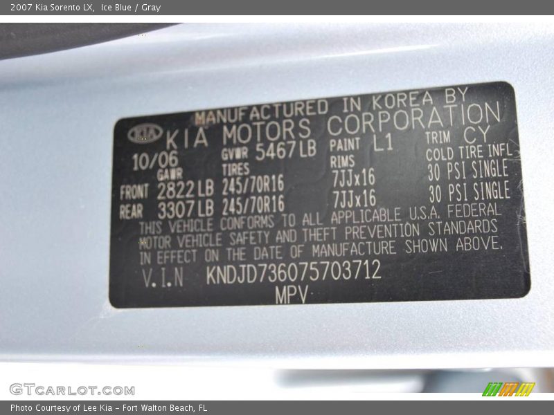Ice Blue / Gray 2007 Kia Sorento LX