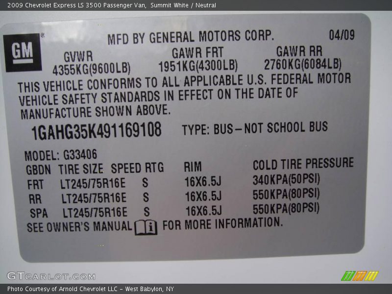 Summit White / Neutral 2009 Chevrolet Express LS 3500 Passenger Van