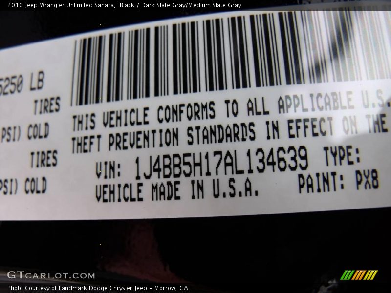 Black / Dark Slate Gray/Medium Slate Gray 2010 Jeep Wrangler Unlimited Sahara