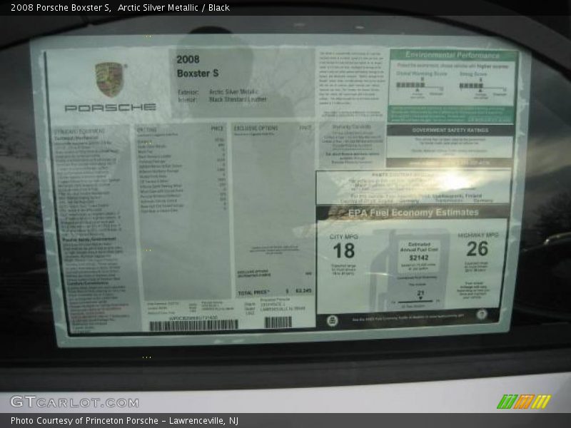 Arctic Silver Metallic / Black 2008 Porsche Boxster S
