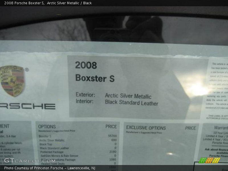 Arctic Silver Metallic / Black 2008 Porsche Boxster S
