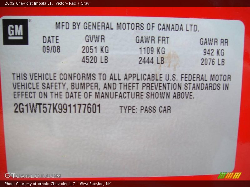 Victory Red / Gray 2009 Chevrolet Impala LT