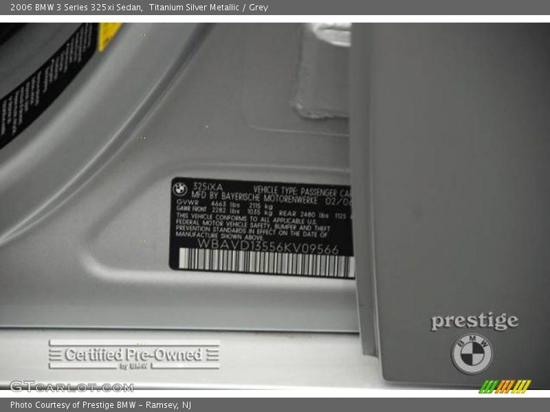 Titanium Silver Metallic / Grey 2006 BMW 3 Series 325xi Sedan