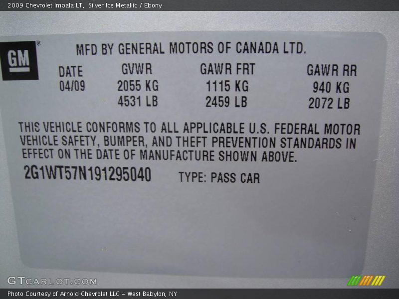 Silver Ice Metallic / Ebony 2009 Chevrolet Impala LT