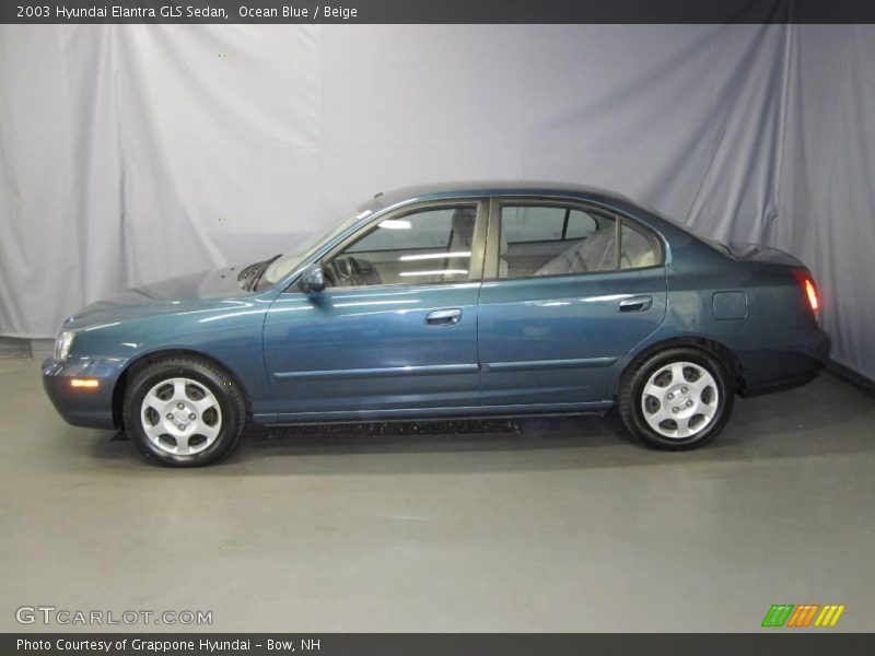 Ocean Blue / Beige 2003 Hyundai Elantra GLS Sedan