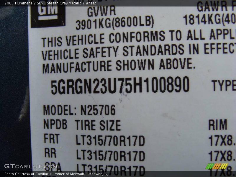 Stealth Gray Metallic / Wheat 2005 Hummer H2 SUV