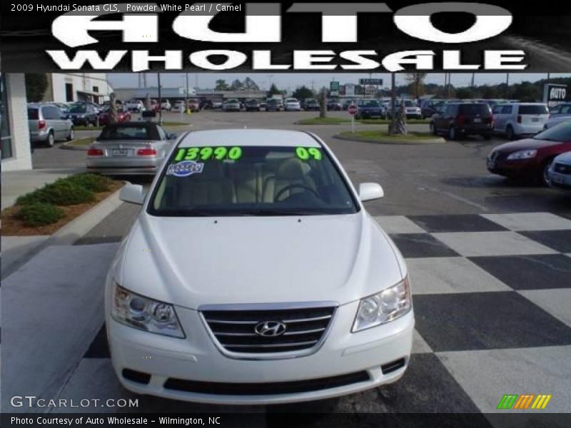 Powder White Pearl / Camel 2009 Hyundai Sonata GLS