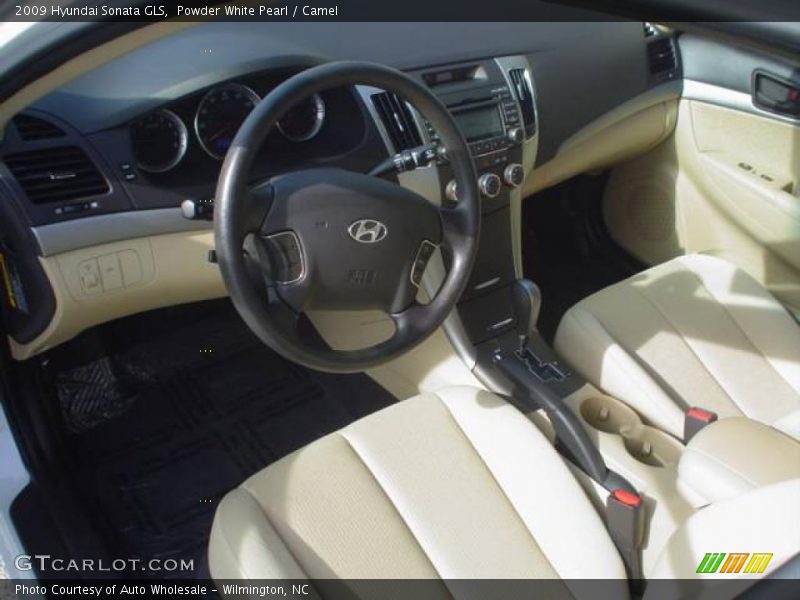 Powder White Pearl / Camel 2009 Hyundai Sonata GLS