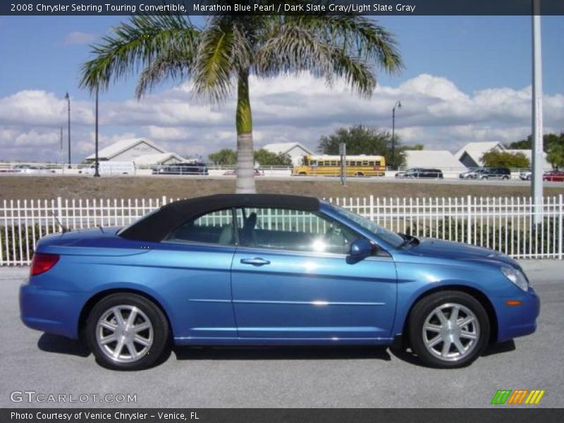 Marathon Blue Pearl / Dark Slate Gray/Light Slate Gray 2008 Chrysler Sebring Touring Convertible